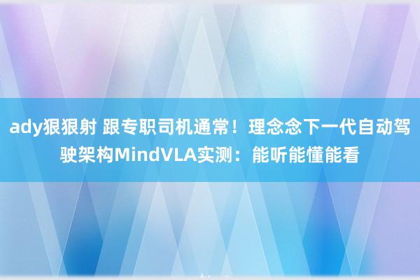 ady狠狠射 跟专职司机通常！理念念下一代自动驾驶架构MindVLA实测：能听能懂能看